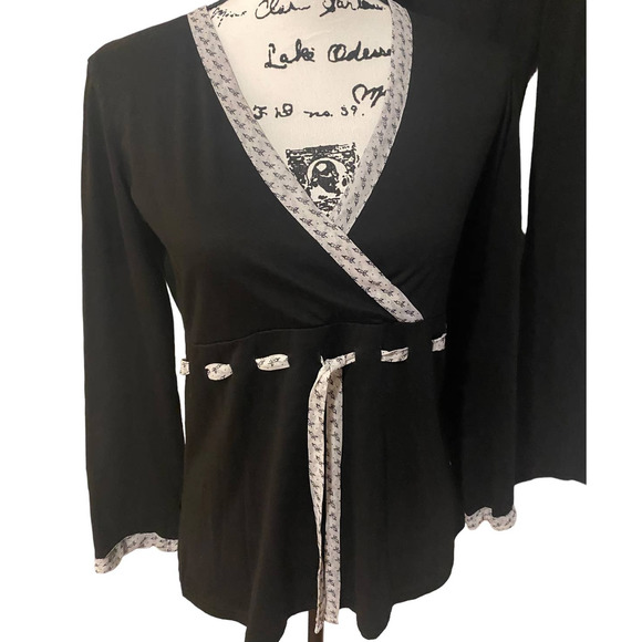 Women’s 3 Piece PJ’s Black Pants Pullover Back Top with lace and Lace Nighty - Picture 3 of 10